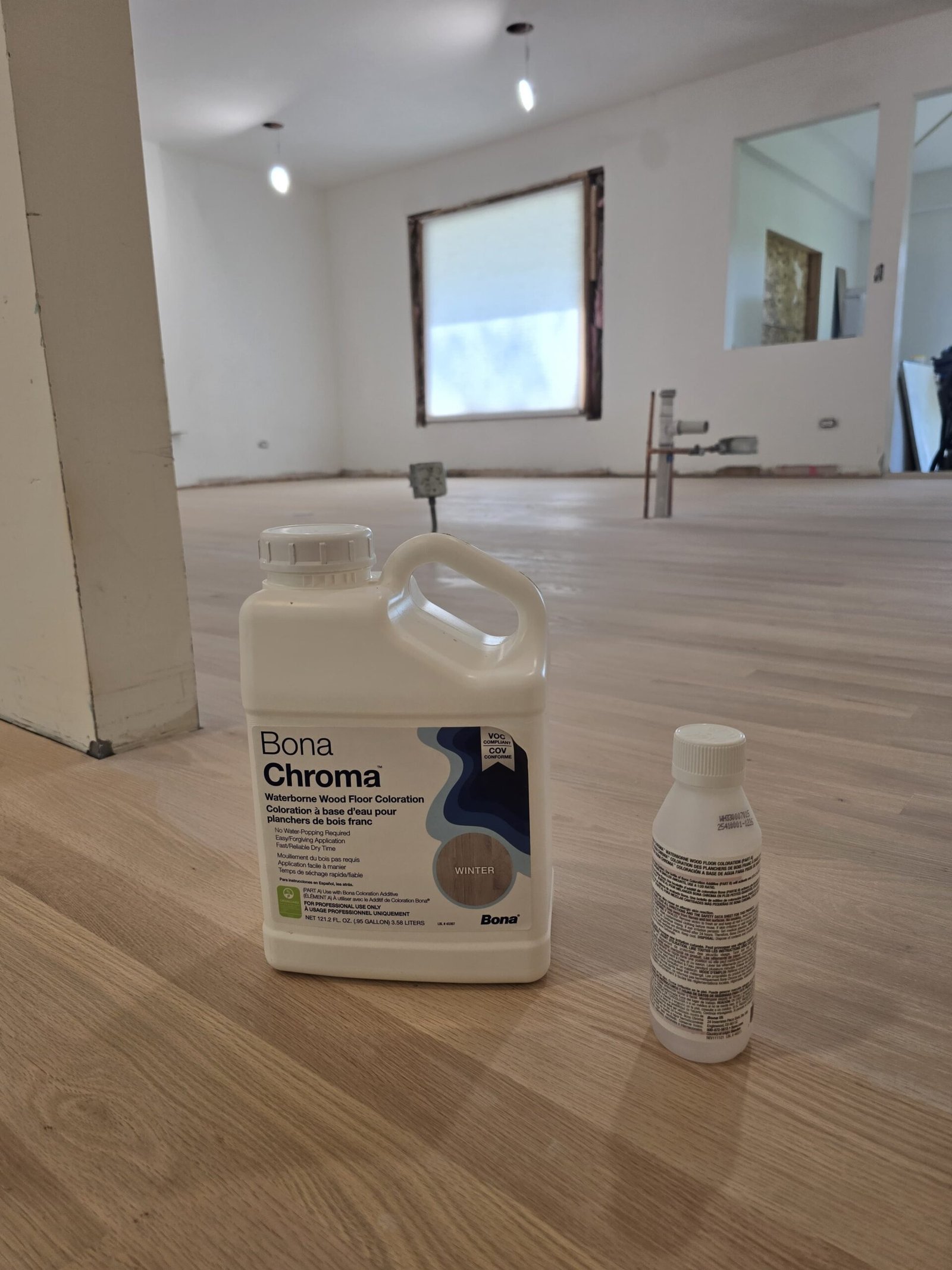 Bona Chroma Winter applied during a hardwood floor refinishing project by RZR Hardwood Flooring