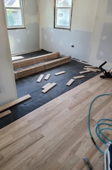 Professional nail-down hardwood floor installation