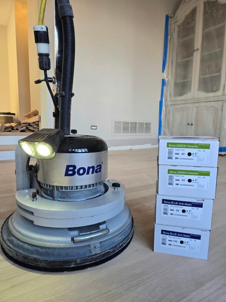 Bona PowerDrive sanding sequence for hardwood floor refinishing by RZR Hardwood Flooring