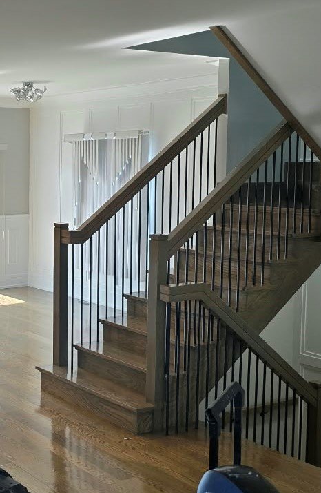 Hardwood stair refinishing before sanding and refinishing